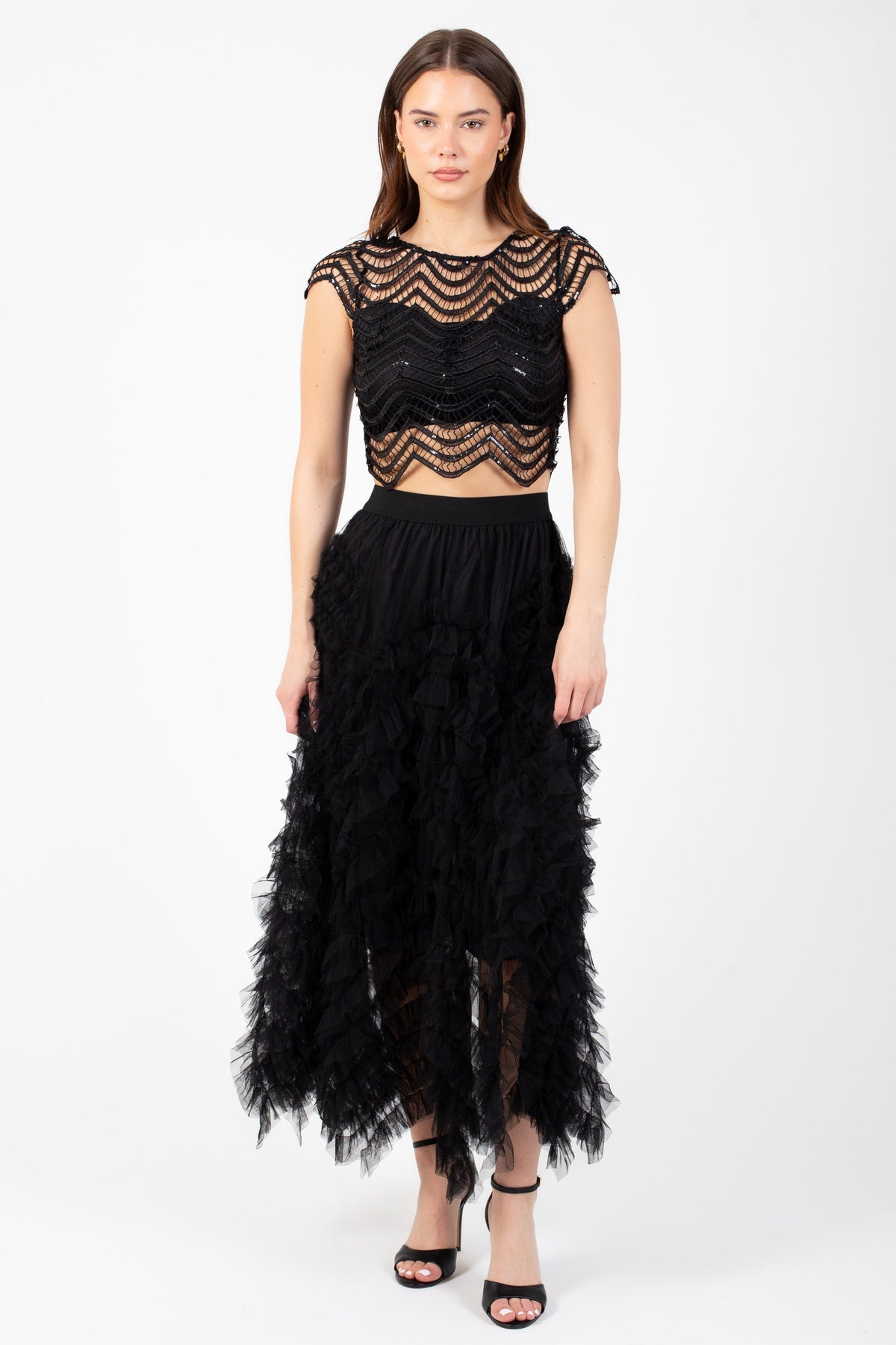 Edge of Glory Crochet Sequin Blouse
