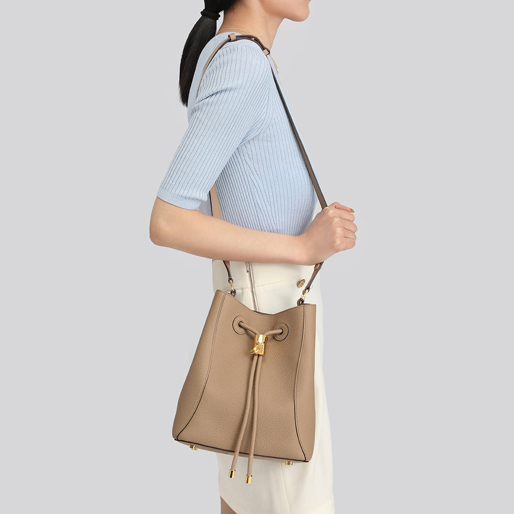 Handmade Leather Shoulder Bucket Bag