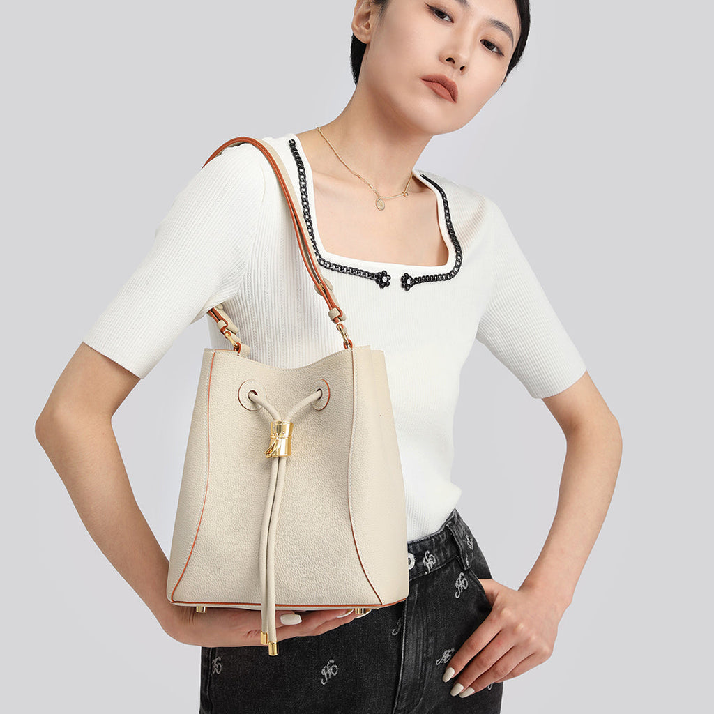 Handmade Leather Shoulder Bucket Bag