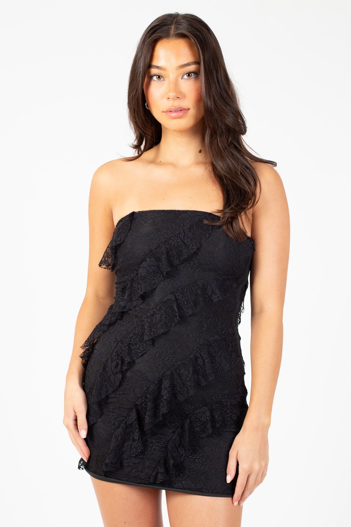 Bad Romance Lace Ruffle Mini Dress