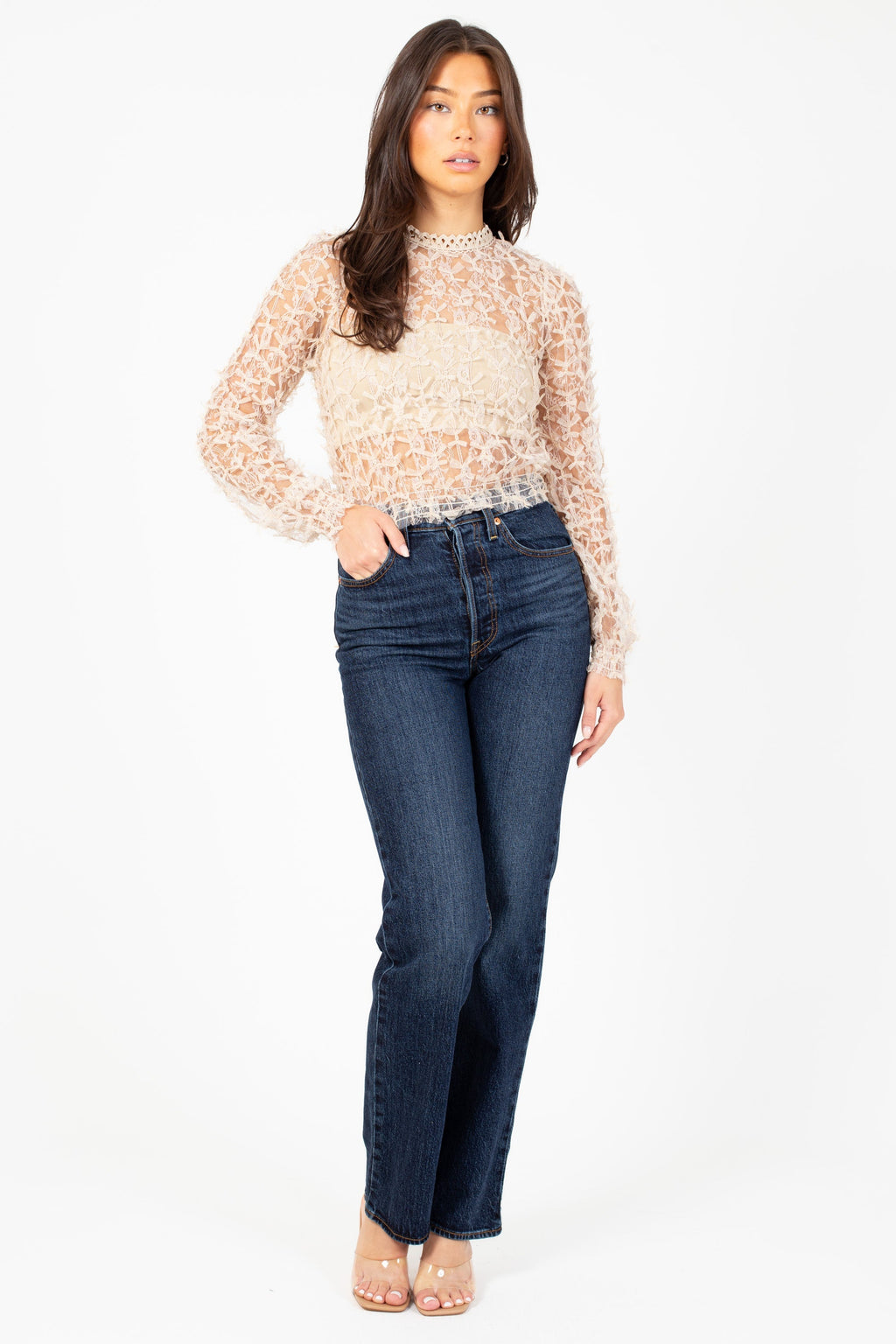 Babylon Mesh Bow Applique Blouse